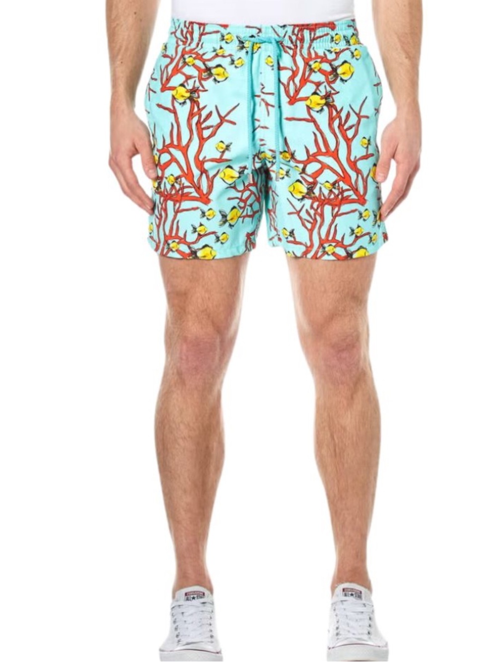 Vilebrequin XXXL Men’s Light Blue Coral & Fish Print Swim Trunks